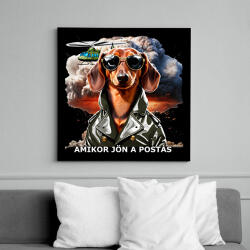 printfashion amikor jön a postás - TACSKÓ #2 - Vászonkép - Fekete (15216956)