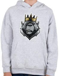 printfashion Bear King - Gyerek kapucnis pulóver - Sport szürke (5520759)