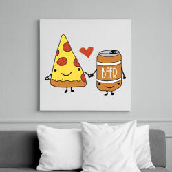 printfashion Pizza és sör - Vászonkép - Fehér (13144104)