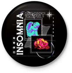 printfashion Insomnia - Kitűző, hűtőmágnes - Fekete (14555590)