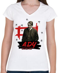 printfashion Ady Endre - Női V-nyakú póló - Fehér (9956313)