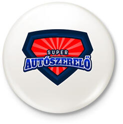 printfashion SUPERAUTÓSZERELŐ - Kitűző, hűtőmágnes - Fehér (11471480)