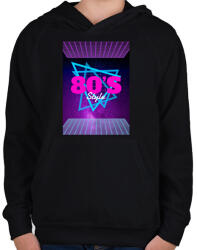 printfashion 80-as évek - Gyerek kapucnis pulóver - Fekete (9851762)
