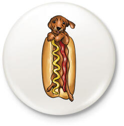 printfashion Hot dog - Kitűző, hűtőmágnes - Fehér (13193124)