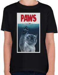 printfashion PAWS cápa macska - Gyerek póló - Fekete (16310895)