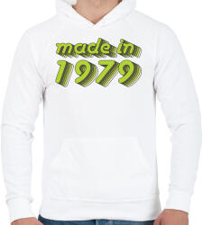 printfashion made-in-1979-green-grey - Férfi kapucnis pulóver - Fehér (485526)