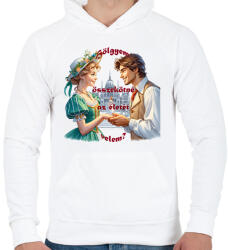 printfashion Lánykérés - Férfi kapucnis pulóver - Fehér (15535907)