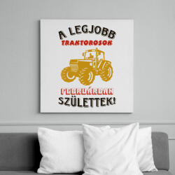 printfashion Traktoros szülinapja február - Vászonkép - Fehér (6639329)
