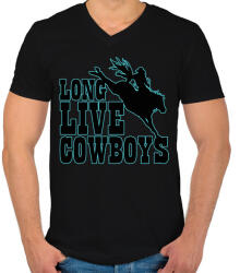 printfashion Long live cowboys - Férfi V-nyakú póló - Fekete (7504794)