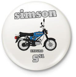 printfashion Simson - Kitűző, hűtőmágnes - Fehér (3090365)