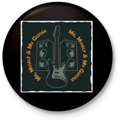 printfashion Me, Myself & My Guitar - Kitűző, hűtőmágnes - Fekete (6371801)