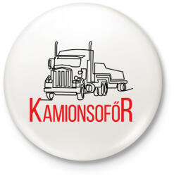printfashion Kamionsofőr - Vonalas - Kitűző, hűtőmágnes - Fehér (6548134)