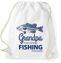 printfashion Grandpa is my name Fishing is my game - Sportzsák, Tornazsák - Fehér (6281865)