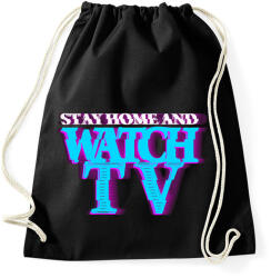 printfashion Maradj otthon tévézni - Sportzsák, Tornazsák - Fekete (5347487)