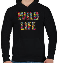 printfashion WILD LIFE - Férfi kapucnis pulóver - Fekete (313193)