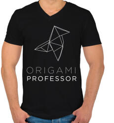 printfashion Origami Professor - Férfi V-nyakú póló - Fekete (3178219)
