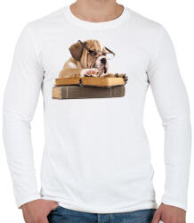 printfashion Cuki kutya könyvet olvas - Férfi hosszú ujjú póló - Fehér (1023325)