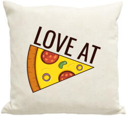 printfashion Páros póló - Love at Pizza - Párnahuzat, Díszpárnahuzat - Lenvászon (4262742)
