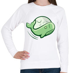 printfashion Zöld bálna - Női pulóver - Fehér (3542)