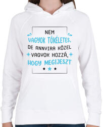 printfashion Nem vagyok tökéletes - Női kapucnis pulóver - Fehér (7798148)