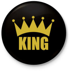 printfashion KING - Kitűző, hűtőmágnes - Fekete (3093728)