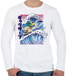 printfashion Szörfös kacsa - Férfi hosszú ujjú póló - Fehér (9443356)