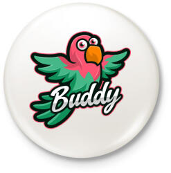 printfashion Buddy - Kitűző, hűtőmágnes - Fehér (5127839)