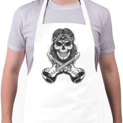 printfashion Rock gitáros koponya - Kötény - Fehér (14427545)