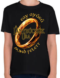 printfashion A Lánybúcsúk Ura, egy gyűrű mind felett! - Gyerek póló - Fekete (16475201)