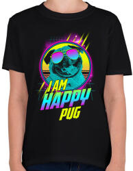 printfashion Boldog mopsz - Gyerek póló - Fekete (2299635)