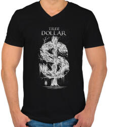 printfashion Dollár fa - szürke - Férfi V-nyakú póló - Fekete (105872)