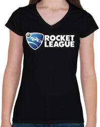 printfashion rocket league - Női V-nyakú póló - Fekete (2835204)