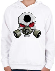 printfashion Gasmask skull - Gyerek kapucnis pulóver - Fehér (446349)