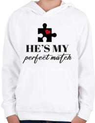 printfashion Puzzle - He - Gyerek kapucnis pulóver - Fehér (15600081)