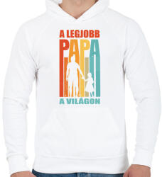 printfashion A legjobb papa a világon - Férfi kapucnis pulóver - Fehér (5507815)