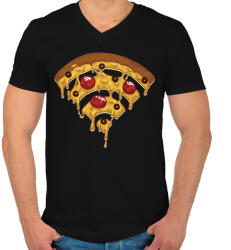 printfashion Pizza Wi-Fi - Férfi V-nyakú póló - Fekete (4062435)