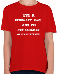 printfashion Februári vagyok és nem szégyellem a hibáimat - Gyerek póló - Piros (1377104)