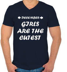 printfashion decemberi csajok a legcukibbak - Férfi V-nyakú póló - Sötétkék (1385702)
