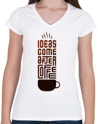 printfashion Kávé - Női V-nyakú póló - Fehér (11347614)