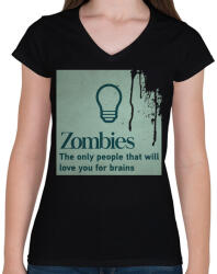 printfashion Zombies - Női V-nyakú póló - Fekete (658733)