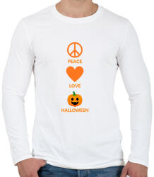 printfashion Peace Love Halloween - Férfi hosszú ujjú póló - Fehér (14081438)