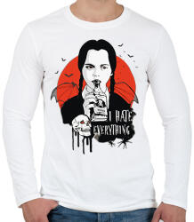 printfashion Wednesday Addams I hate everything - Férfi hosszú ujjú póló - Fehér (11392014)