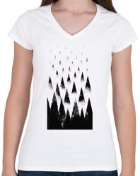 printfashion Black hills - Női V-nyakú póló - Fehér (216566)