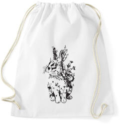 printfashion nyuszi virágokkal fekete - Sportzsák, Tornazsák - Fehér (14453317)