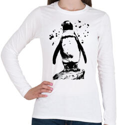 printfashion pingvin rajz - Női hosszú ujjú póló - Fehér (2291782)