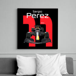 printfashion Sergio Perez 11 autóversenyző - fehér felirat - Vászonkép - Fekete (16041461)