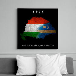 printfashion Nagy Magyarország-os rovásírásos Névre Szóló - Vászonkép - Fekete (13202438)