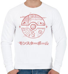 printfashion Pokélabda - Férfi pulóver - Fehér (311210)