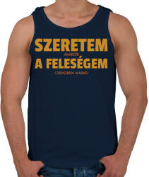 printfashion Szeretem, amikor a feleségem csendben marad - Férfi atléta - Sötétkék (11494621)