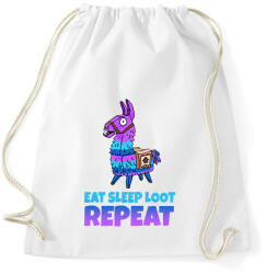 printfashion Eat Sleep Loot Repeat - Sportzsák, Tornazsák - Fehér (1955094)